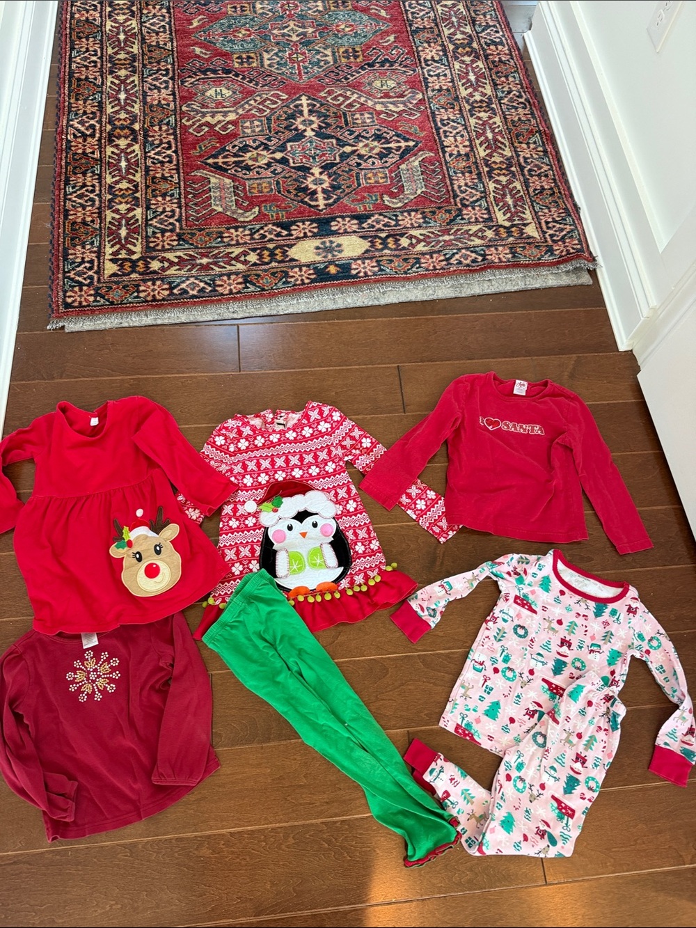 Christmas Girls Holiday Outfit Bundle - Red, Green, White, Pink girls 4-5-6